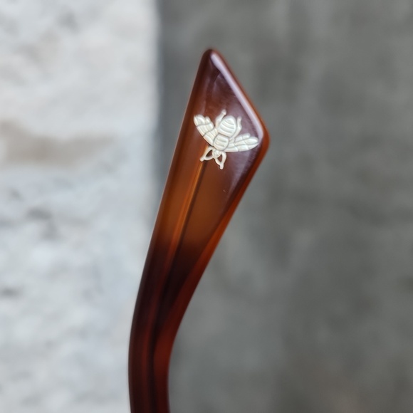 Gucci GG0023S 003 Acetate Oval Sunglasses Black/Gold - Picture 9 of 12